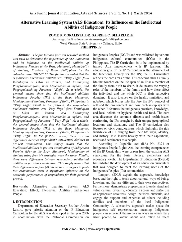Impact of ALS on Indigenous Learning | PDF | Questionnaire | Curriculum