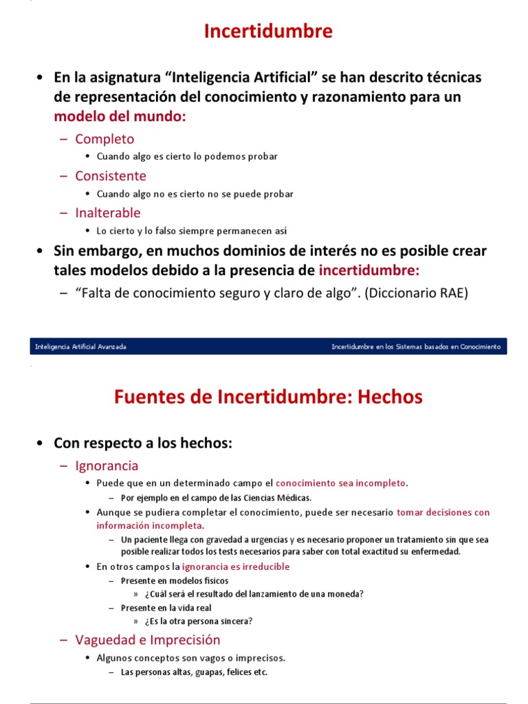 Fuentes de Incertidumbre en IA | PDF | Lógica difusa | Toma de decisiones