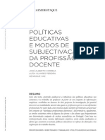 Políticas Educativas e Modos de Subjectivação Da Profissão Docente