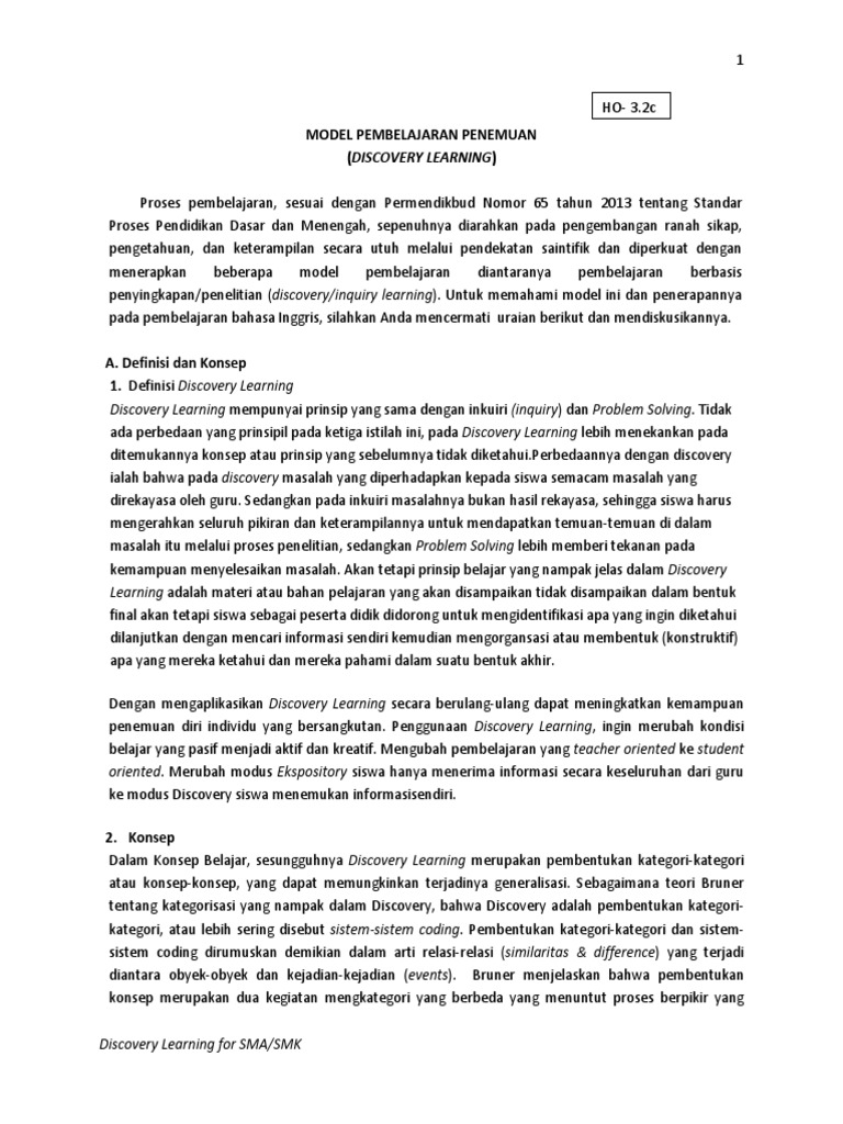 Model Pembelajaran Discovery Learning Menurut Para Ahli Pdf Cara Mengajarku
