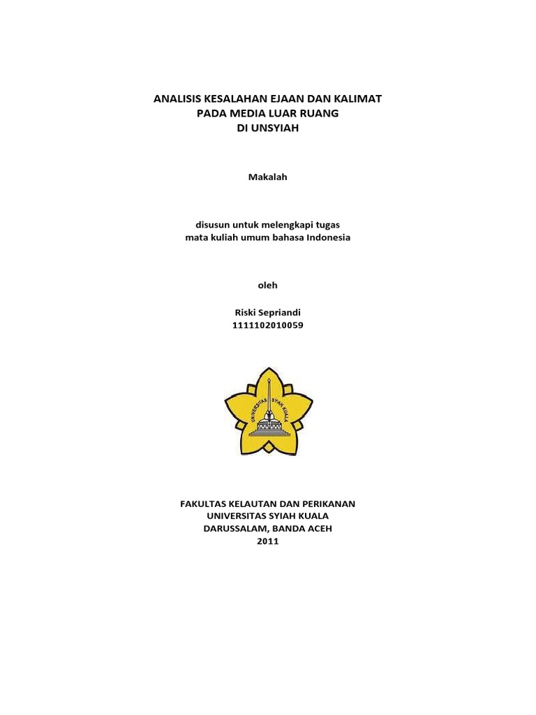Skripsi Unsyiah Ide Judul Skripsi Universitas