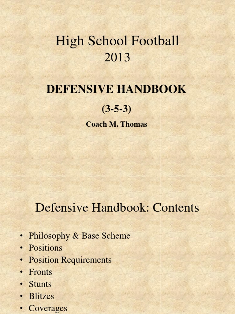 High School Football: Defensive Handbook | Download Free PDF | Sports ...