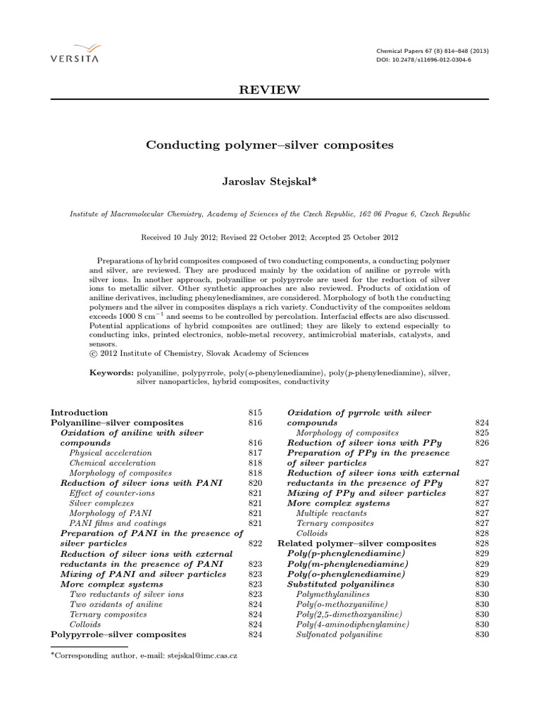Conducting Polymer-Silver Composite (Review) | PDF | Silver