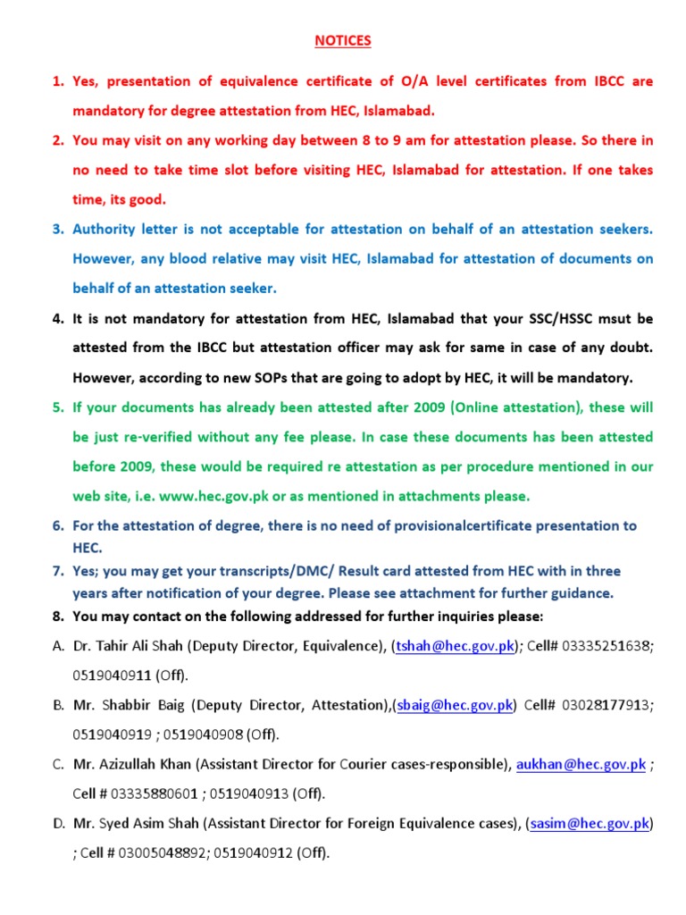 HEC Degree Attestation Guidelines | PDF | Doctor Of Philosophy ...