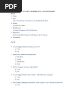 Recruitment & Selection - Questionnaire Part-A