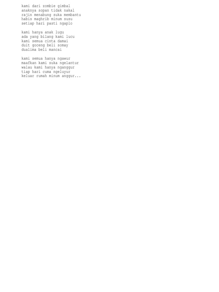 Lirik Tanjung Perak Versi Zombi Gimbal Pdf