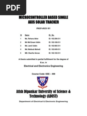 Thesis Microcontroller Based Single Axis Solar Tracker