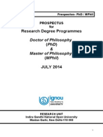 Prospectus For MPhilPhD July 2014 Admission Cycle