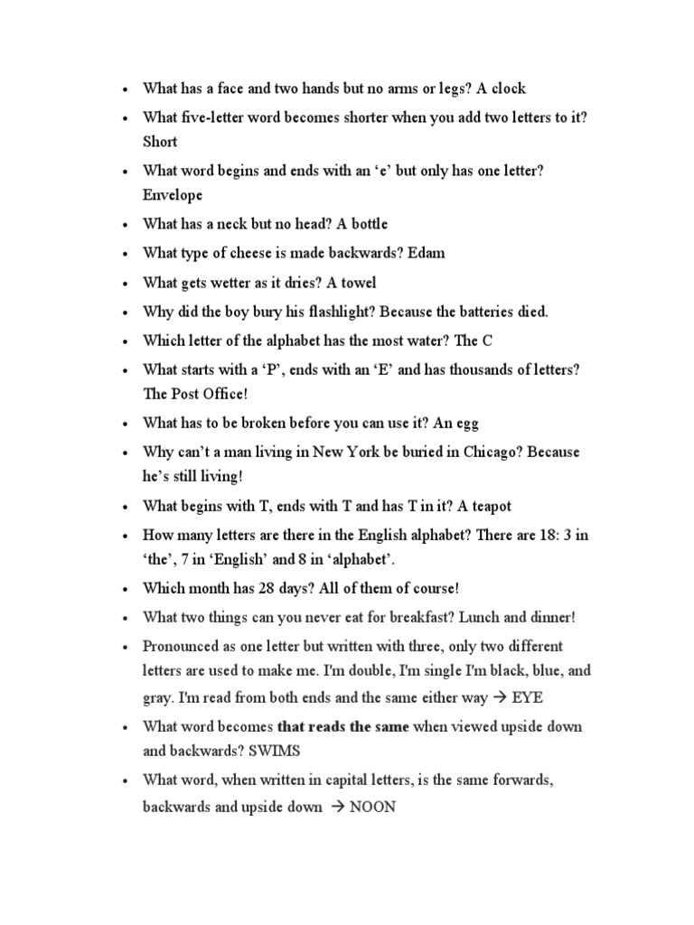 What Has A Face and Two Hands But No Arms or Legs PDF