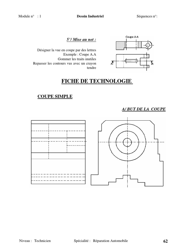 Dessin Industriel Les Vues Exercices Corrigés Pdf Coupes Leç&exos | PDF | Dessin | Dessin technique