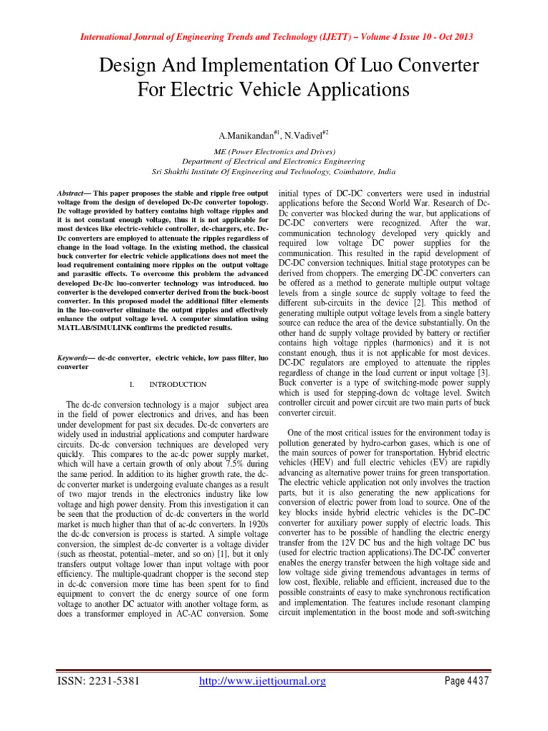 Design and Implementation of Luo Converter For Electric Vehicle