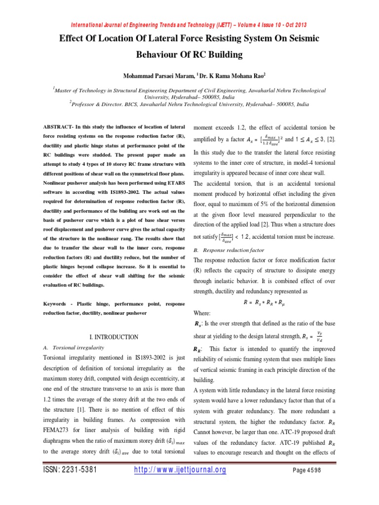 Effect of Location of Lateral Force Resisting System On Seismic ...