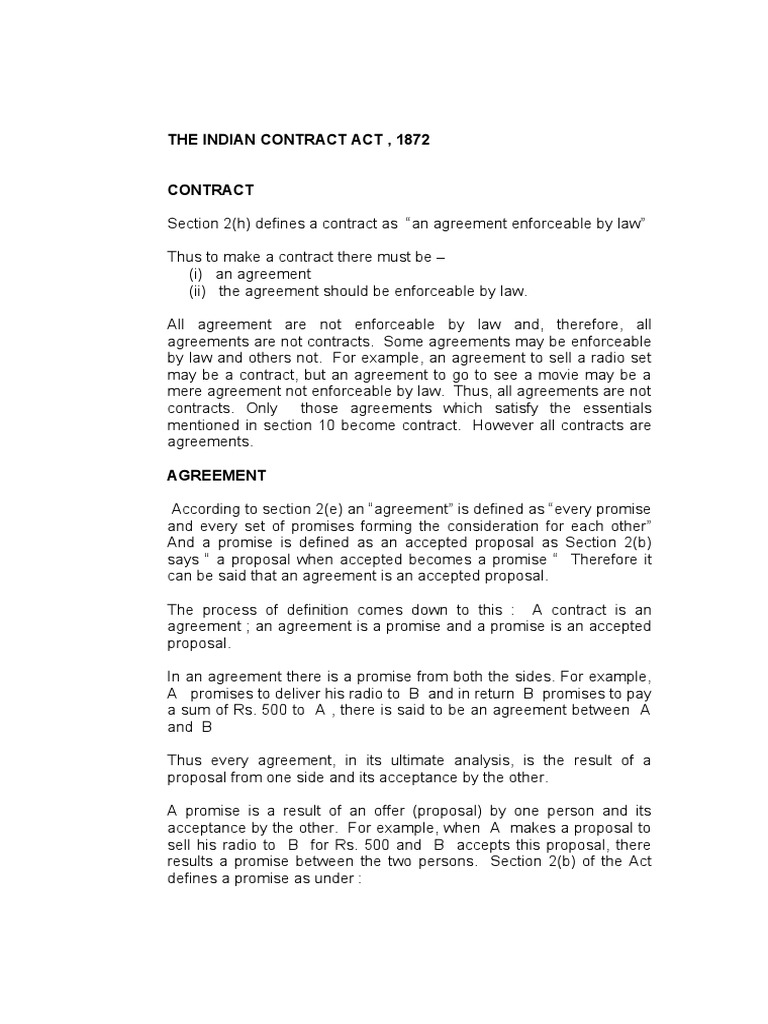 The Indian Contract Act | PDF | Offer And Acceptance | Contract Law
