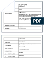 Rural/Urban: 1. Culture 2. Occupation 3. Geography