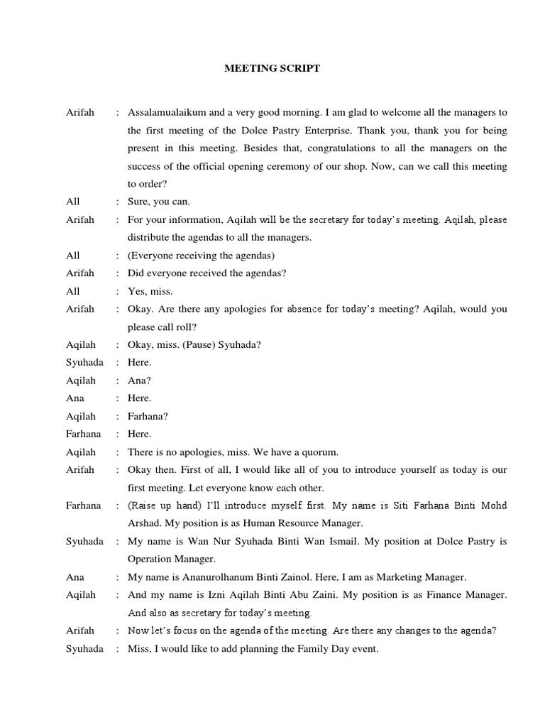Meeting Script | Creativity | Innovation