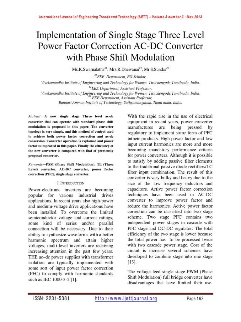 Implementation of Single Stage Three Level Power Factor Correction AC
