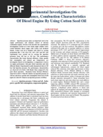 Experimental Investigation On Performance, Combustion Characteristics Of Diesel Engine By Using Cotton Seed Oil