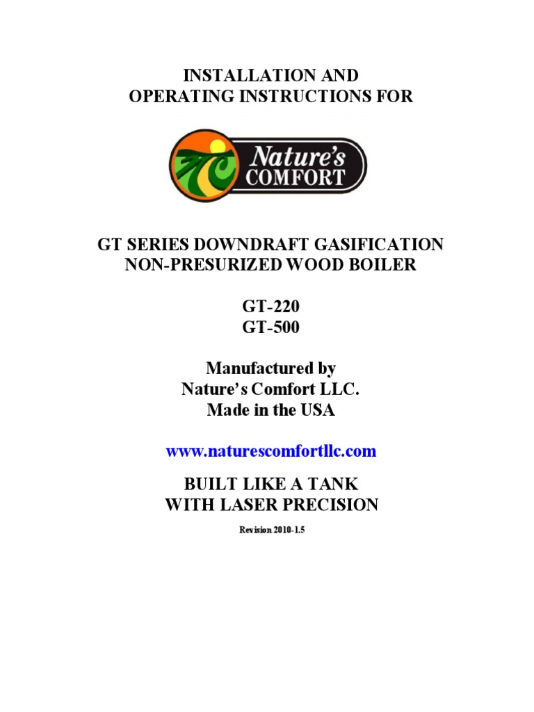 10 11 Gt Series Installation Manual Water Heating Furnace
