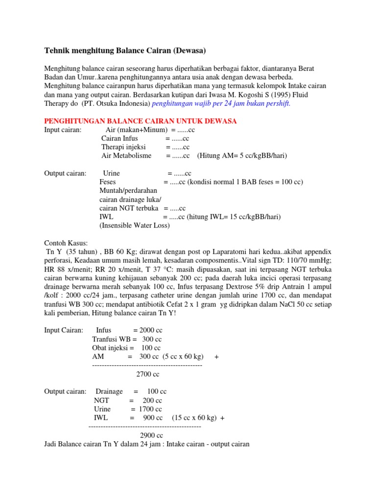 Tehnik Menghitung Balance Cairan