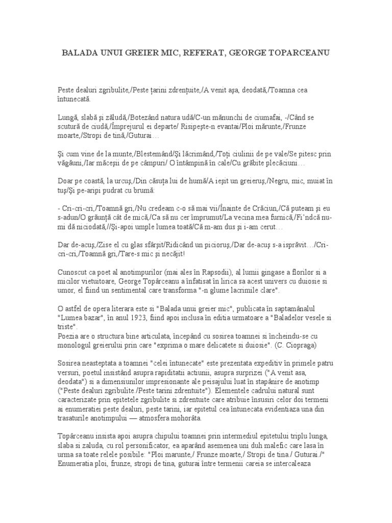 Balada Unui Greier Mic