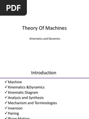 Theory Of Machines Machine Mechanical Kinematics - 