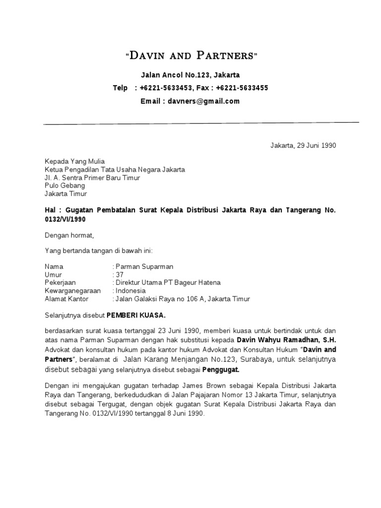 Surat Gugatan Ptun
