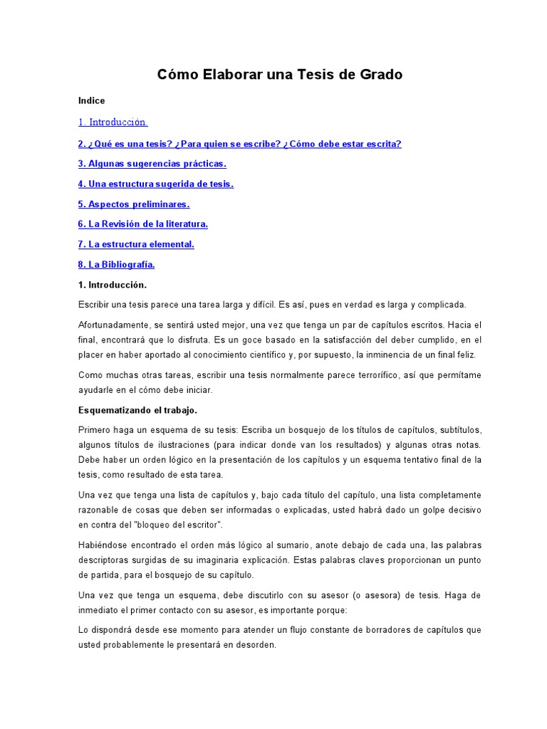 Cómo Elaborar Una Tesis de Grado