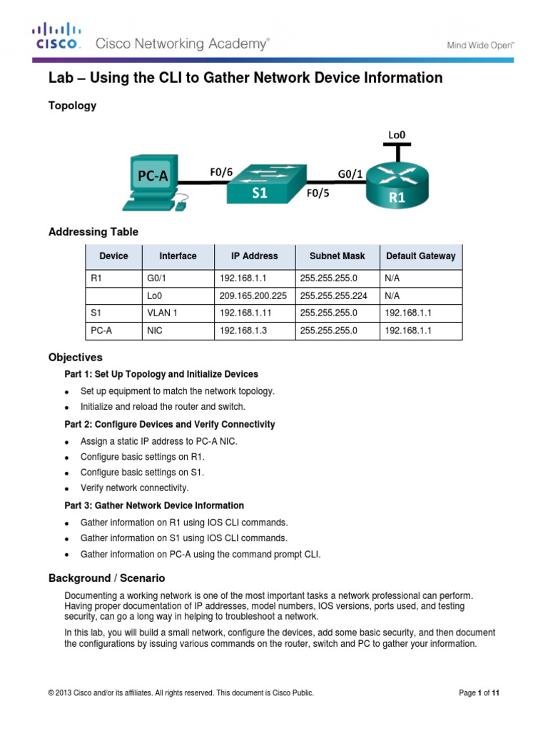11.3.4.6 Lab - Using The CLI To Gather Network Device Information | PDF ...