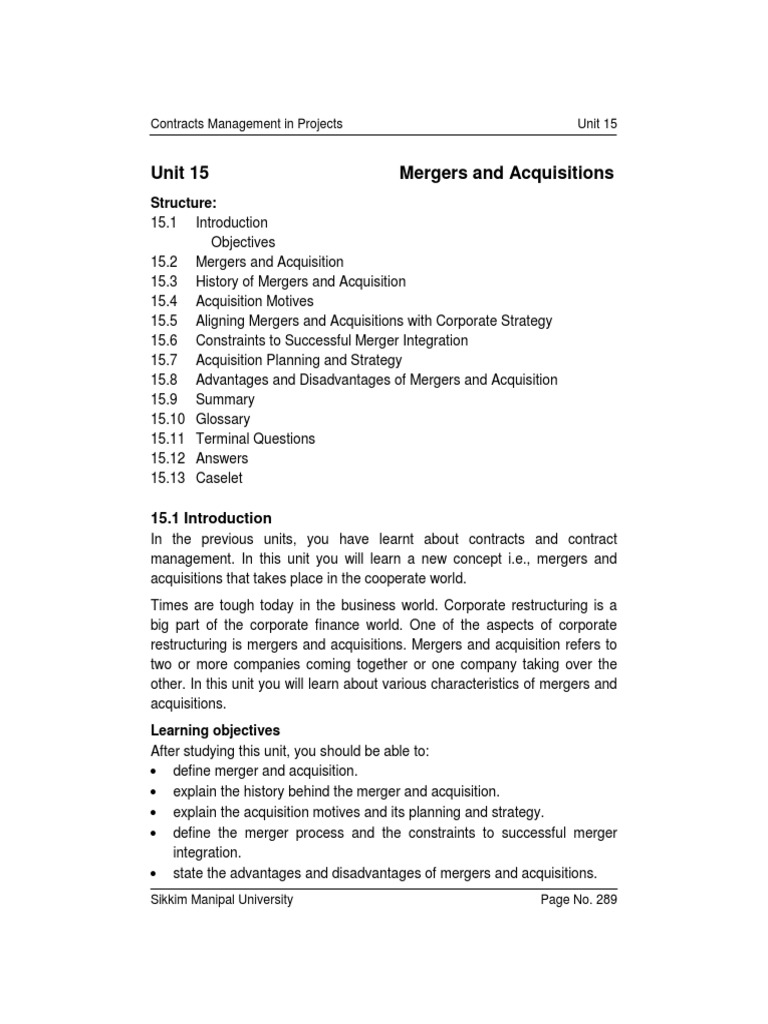 Mergers and Acquisitions Overview | PDF | Mergers And Acquisitions ...