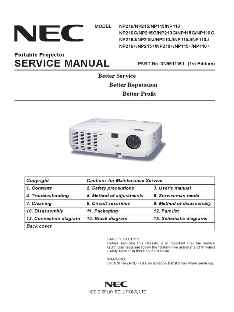 Service Manual NP215s NP216 | Electrical Connector | Electromagnetic  Interference