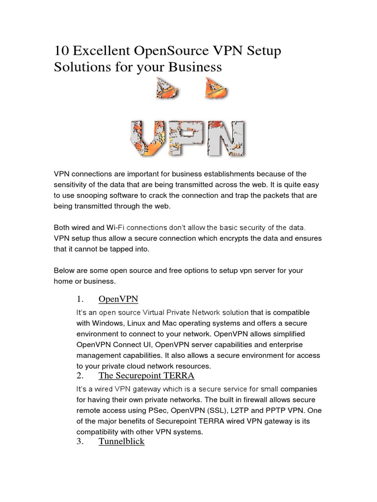 10 Excellent OpenSource VPN Setup Solutions For Your Business | PDF