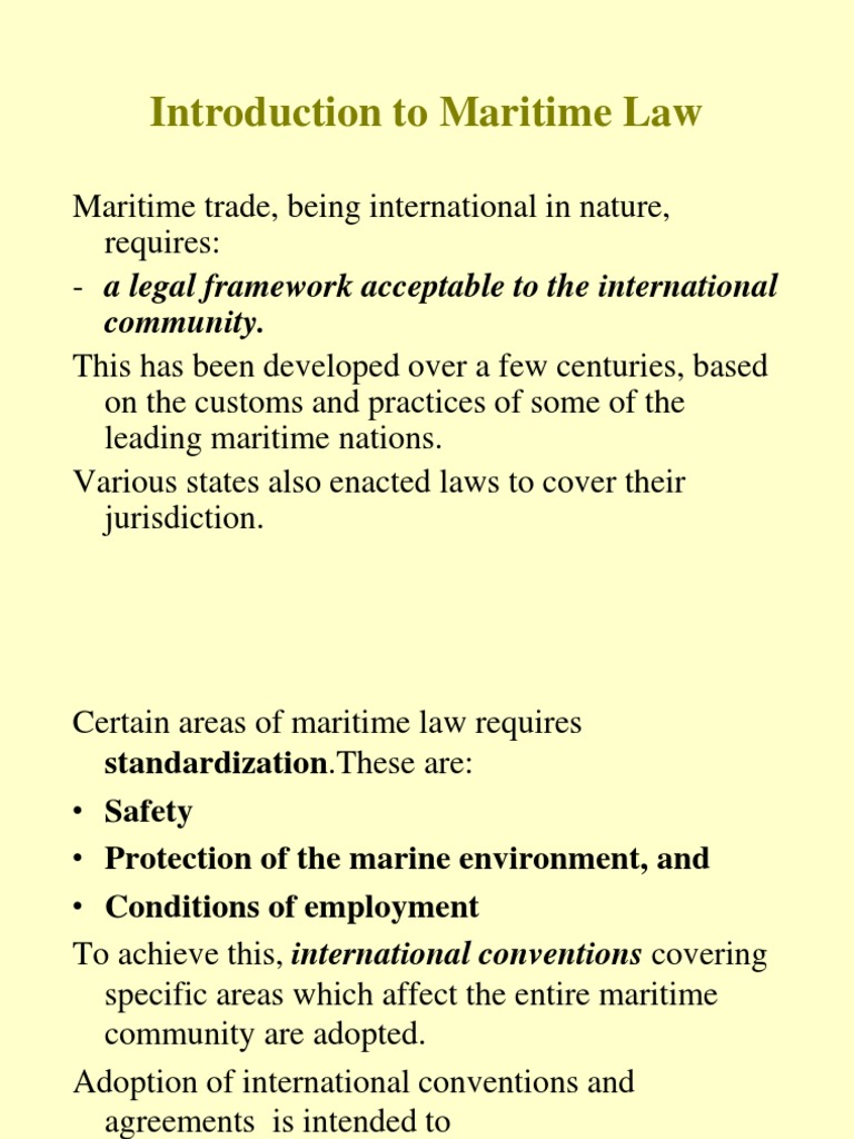 Introduction To Maritime Law | PDF | Admiralty Law | International 