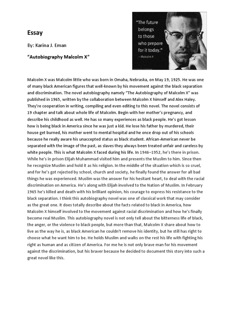 malcolm x 3 paragraph essay