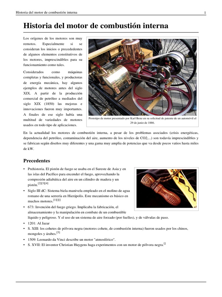 Historia Del Motor de Combustión Interna PDF | PDF | Motores | Propulsión, image size:768x1024