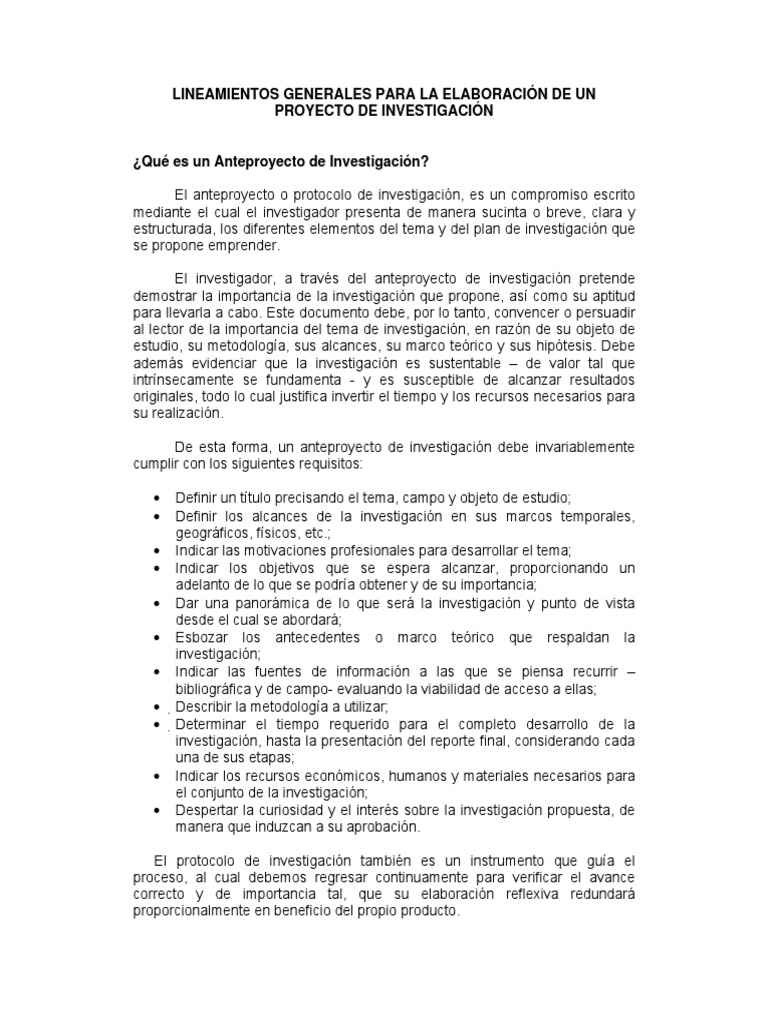 Guía para Elaborar un Anteproyecto de Investigación | PDF | Teoría ...