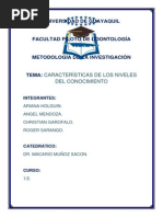 Características de Los Niveles Del Conocimiento