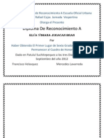 Arellano Diploma de Reconocimiento a Escuela Oficial Urbana Mixta Rafael Cajas Jornada Vespertina Bran
