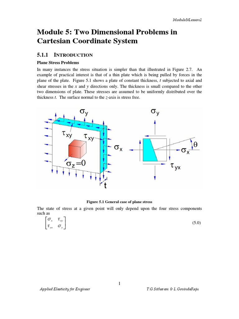Two Dimensional Problems in Cartesian Coordinate System and Polar ...