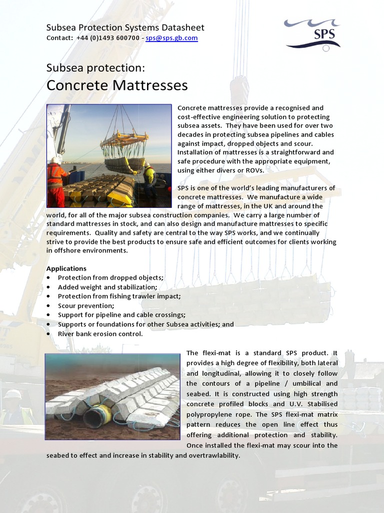 Concrete Mattresses Flysheet PDF Subsea (Technology) Civil