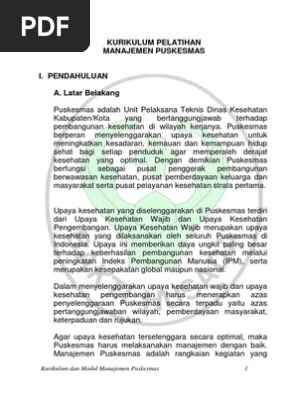 Kurikulum Manajemen Puskesmas