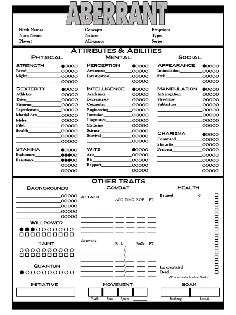 Character Sheet for RPG Attributes | PDF | Self-Improvement