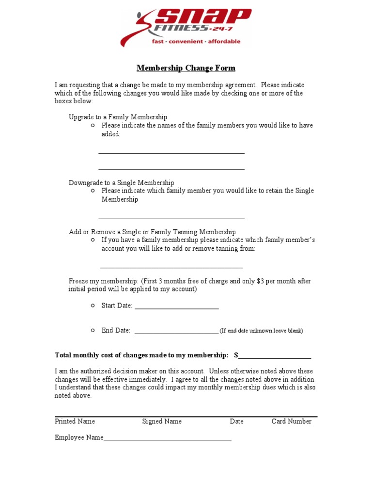 Membership Change Request Form | PDF