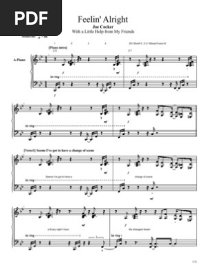 Joe Cocker Feelin Alright Piano Sheet Music