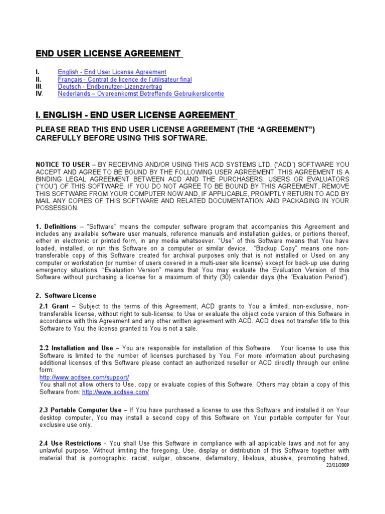 End User License Agreement | PDF