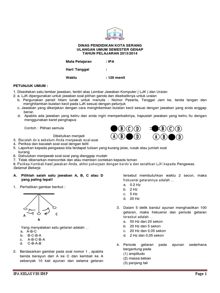 Contoh Soal Ukk Ipa Kelas 8 Semester 2 Kurikulum 2013