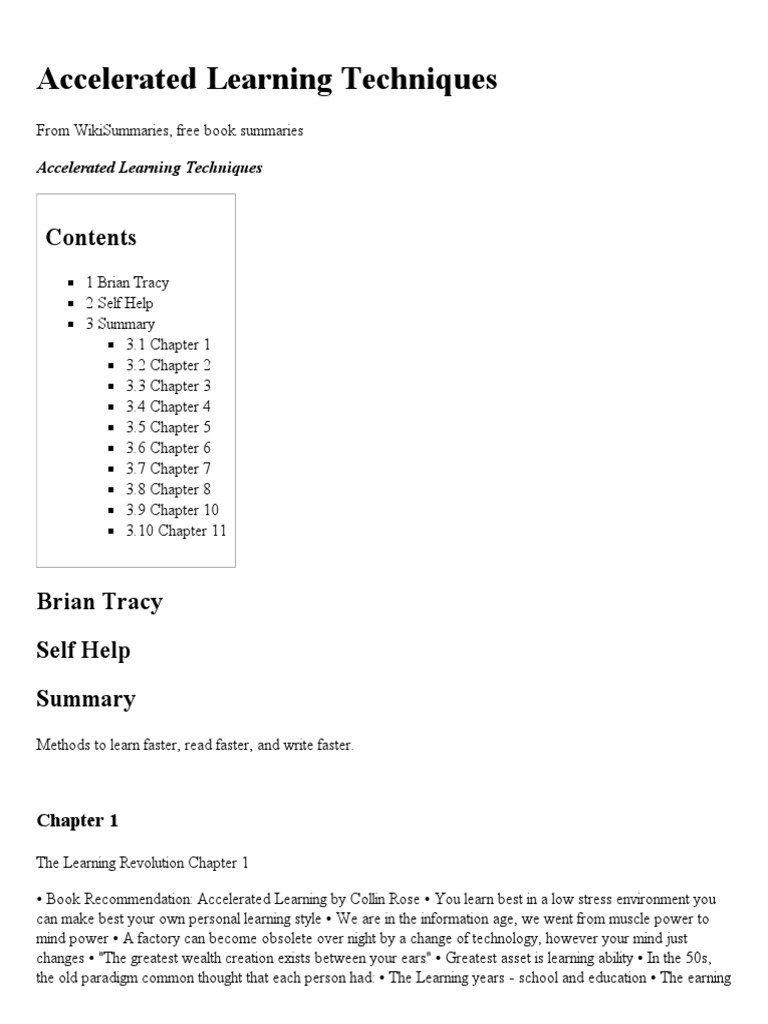 Accelerated Learning Techniques Overview | PDF | Memory | Brain