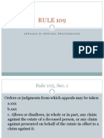 RULE 109: Appeals in Special Proceedings