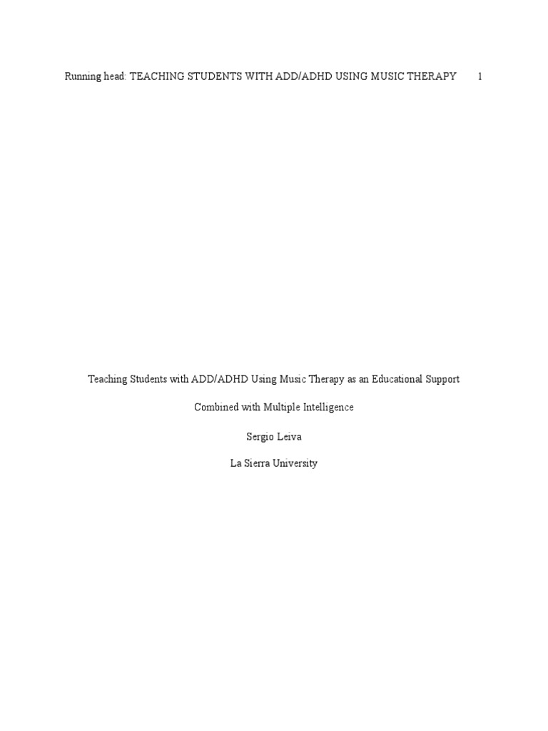 Music Therapy for Teaching ADD/ADHD Students | PDF | Attention Deficit ...