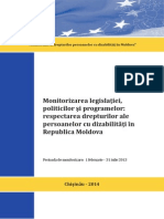 Monitorizarea legislatiei, politicilor si programelor: respectarea drepturilor ale persoanelor cu dizabilitati in Republica Moldova