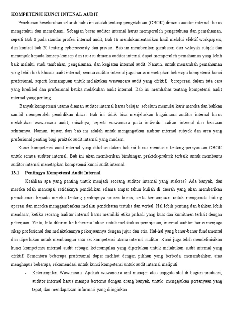 Audit Internal Chapter 13 | PDF